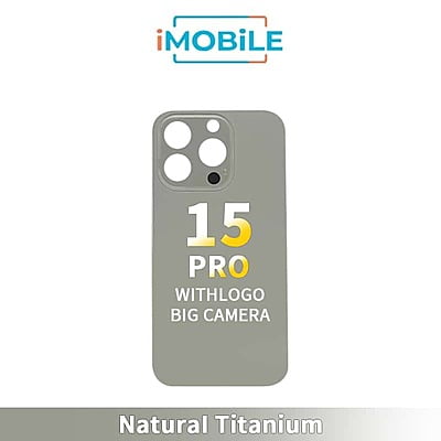 iPhone 15 Pro Compatible Back Cover Glass With Big Camera Hole [Natural Titanium]