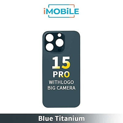 iPhone 15 Pro Compatible Back Cover Glass With Big Camera Hole [Blue Titanium]