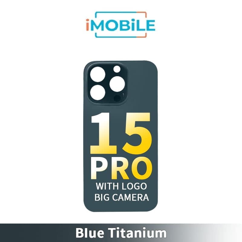 Back Cover Glass With Big Camera Hole Compatible for iPhone 15 Pro [Blue Titanium]