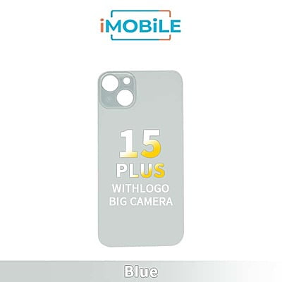 iPhone 15 Plus Compatible Back Cover Glass With Big Camera Hole [Blue]