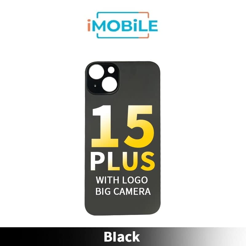 Back Cover Glass With Big Camera Hole Compatible for iPhone 15 Plus [Black]