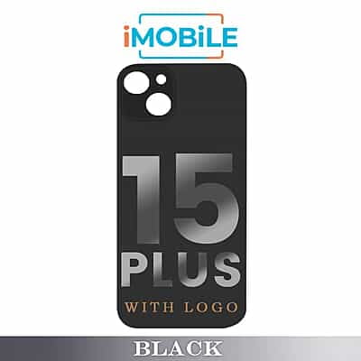 iPhone 15 Plus Compatible Back Cover Glass With Big Camera Hole [Black]