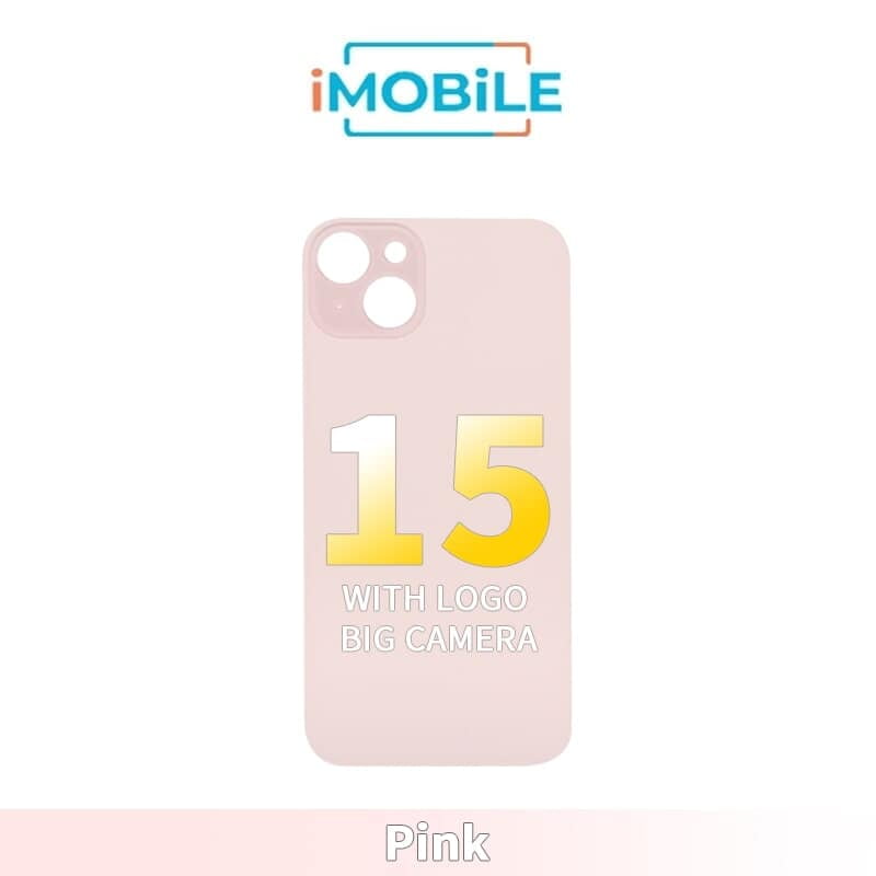 iPhone 15 Compatible Back Cover Glass With Big Camera Hole [Pink]