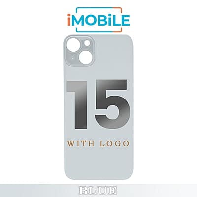 iPhone 15 Compatible Back Cover Glass With Big Camera Hole [Blue]