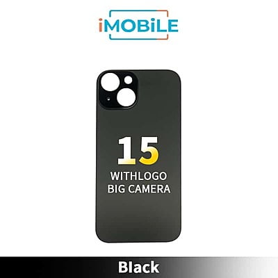 iPhone 15 Compatible Back Cover Glass With Big Camera Hole [Black]