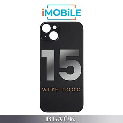 iPhone 15 Compatible Back Cover Glass With Big Camera Hole [Black]