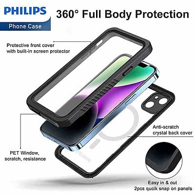 Philips Waterproof Case With MagSafe For iPhone 15 Philips Waterproof Case With MagSafe For iPhone 15