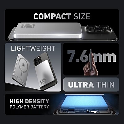 X.One Razor MagSafe Magnetic Wireless Charging Power Bank [5000 mAh] [1 Ports + Wireless MagSafe]