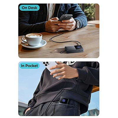 JoyRoom JR-PR1 22.5 with Built-in Retractable Cable Power Bank [1 Port + USB-C Cable]