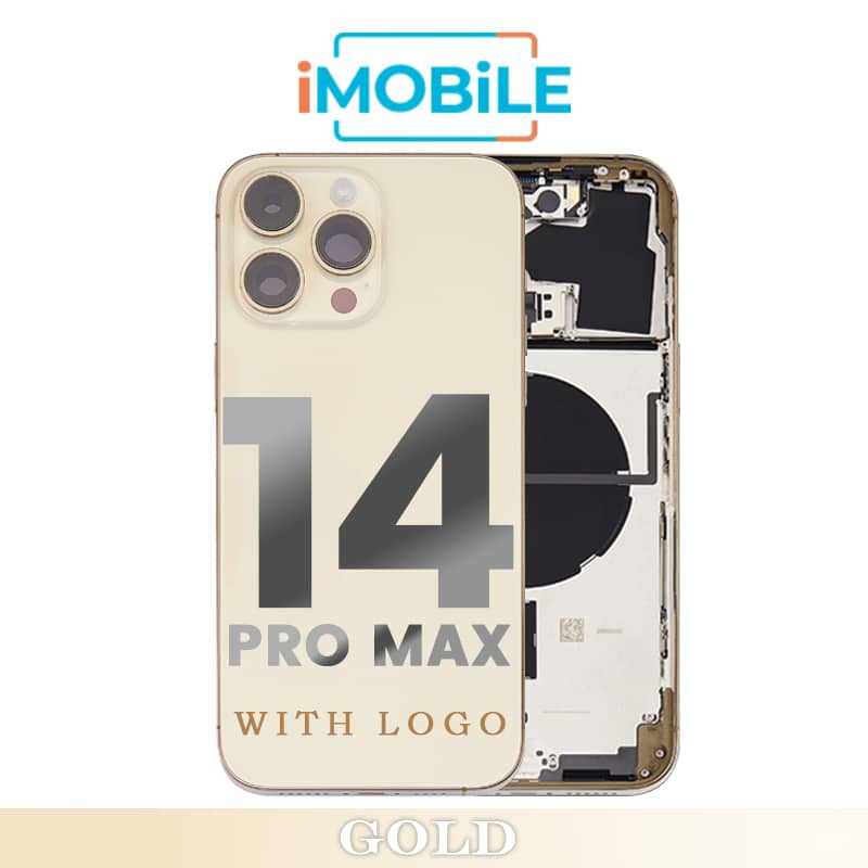 iPhone 14 Pro Max Compatible Back Housing [with Power and Volume Flex] [A+] [Gold]