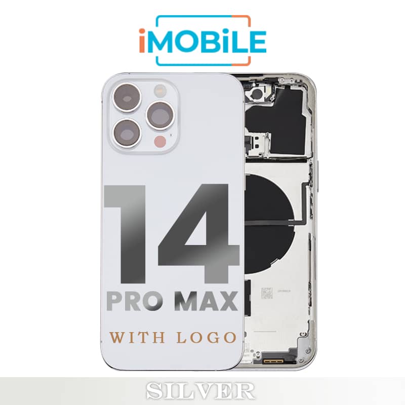 iPhone 14 Pro Max Compatible Back Housing [with Power and Volume Flex] [A+] [Silver]