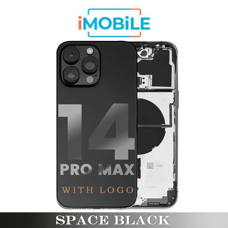iPhone 14 Pro Max Compatible Back Housing [with Power and Volume Flex] [A+] [Space Black]