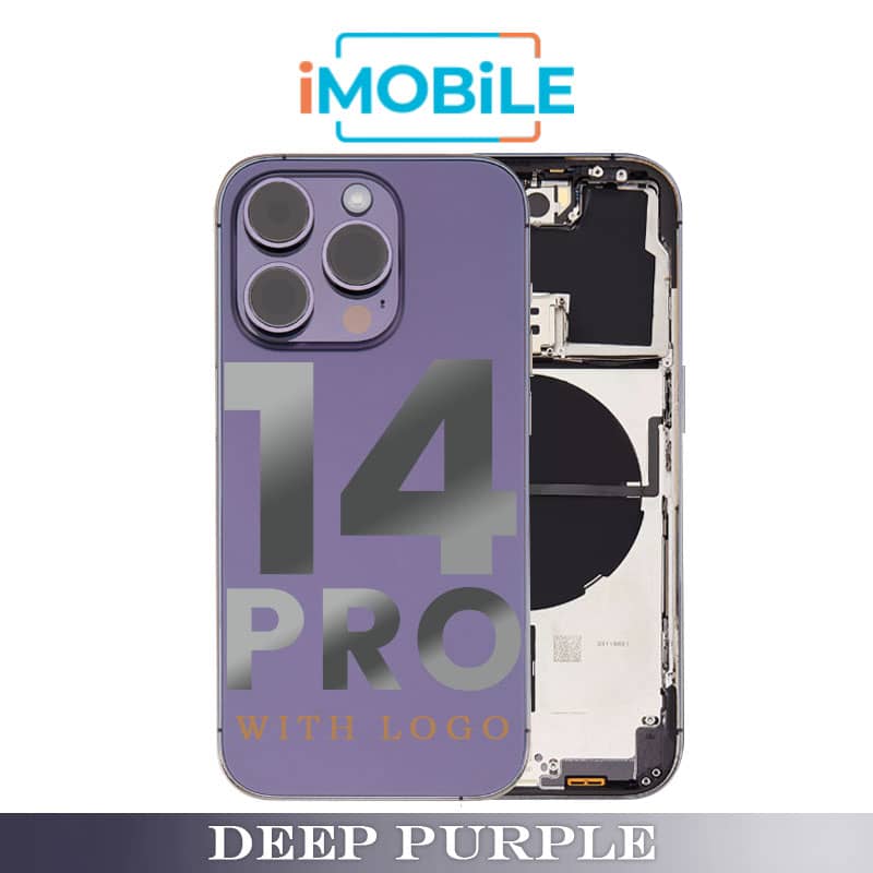 iPhone 14 Pro Compatible Back Housing [with Power and Volume Flex] [A+] [Deep Purple]