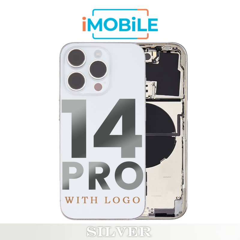 iPhone 14 Pro Compatible Back Housing [with Power and Volume Flex] [A+] [Silver]