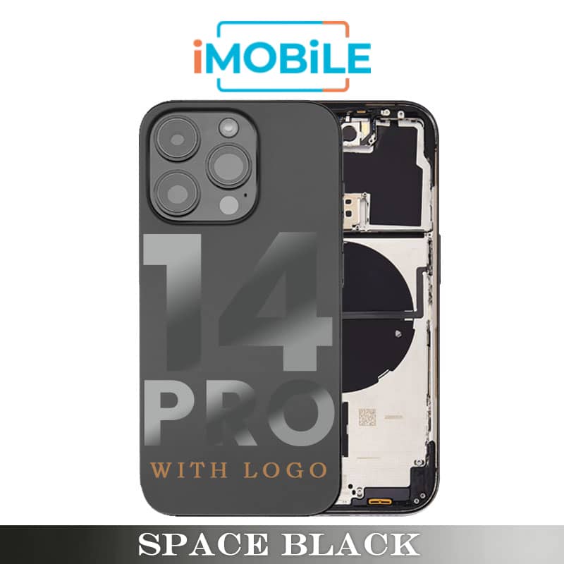 iPhone 14 Pro Compatible Back Housing [with Power and Volume Flex] [A+] [Space Black]