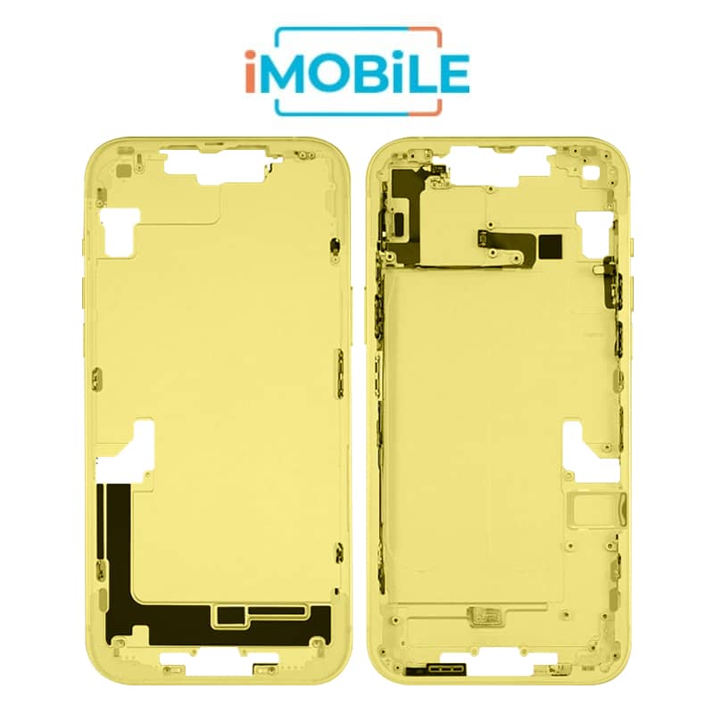 iPhone 14 Plus Compatible Back Housing [with Power and Volume Flex] [A+] [Yellow]