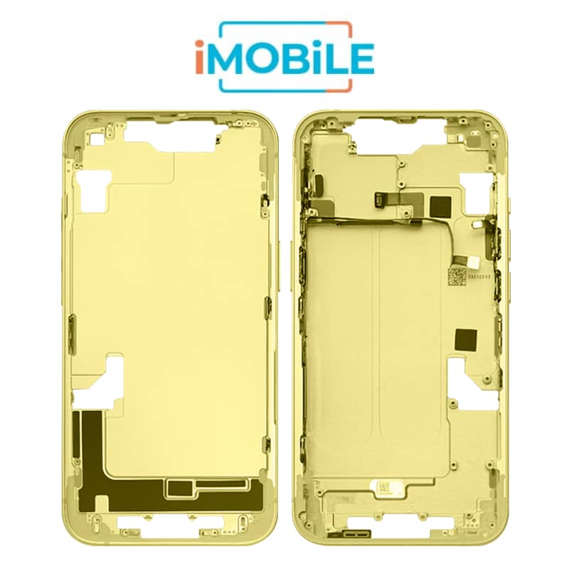 iPhone 14 Compatible Back Housing [with Power and Volume Flex] [A+] [Yellow]
