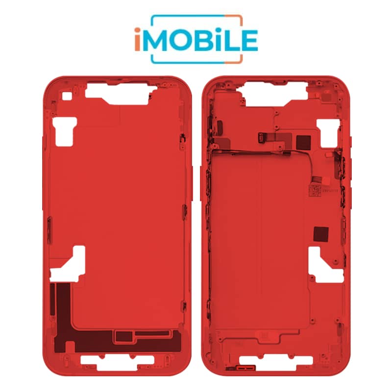 iPhone 14 Compatible Back Housing [with Power and Volume Flex] [A+] [Red]