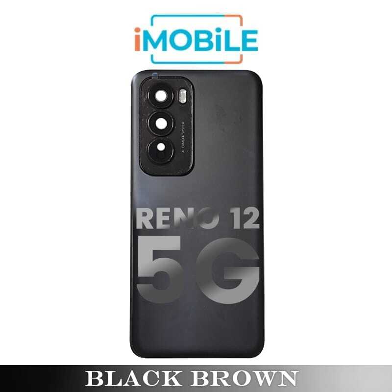 OPPO Reno 12 5G Compatible Back Cover with Lens [Black Brown]