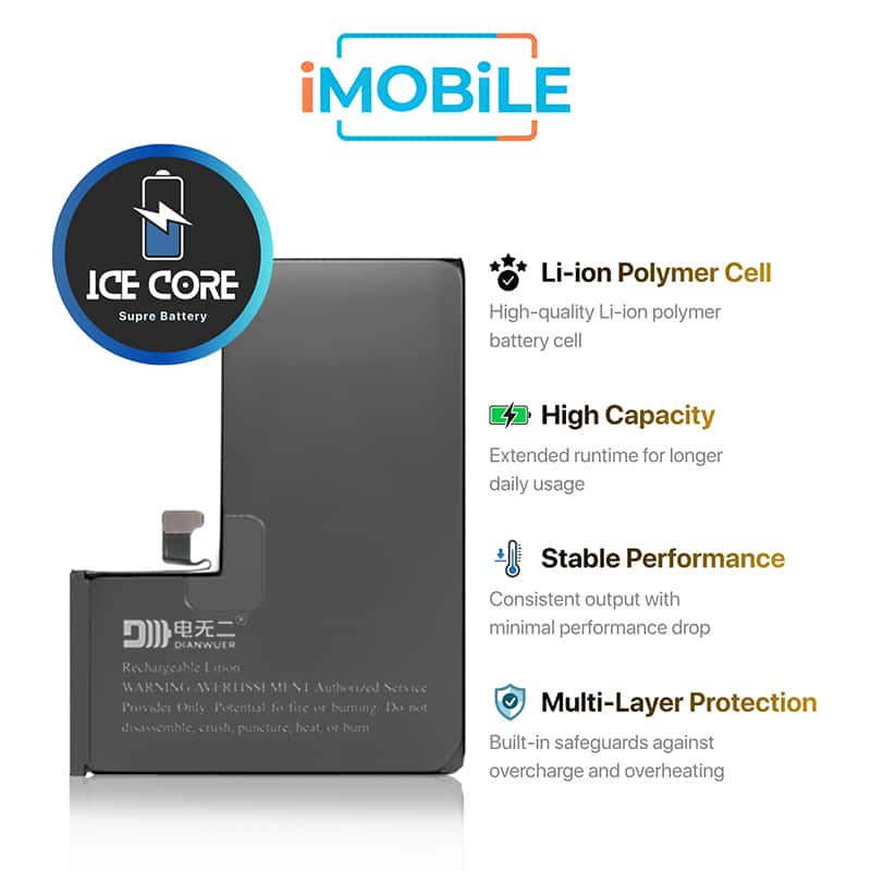 iPhone 14 Pro Compatible IceCore Pro Battery [Enhanced Capacity Performance]