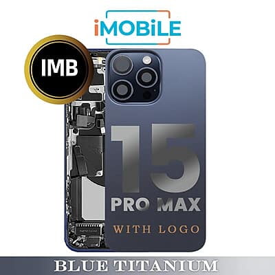 iPhone 15 Pro Max Compatible Back Housing With Small Parts [IMB] [Blue Titanium]