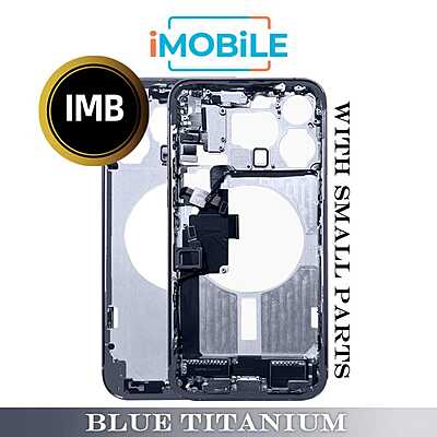 iPhone 15 Pro Max Compatible Back Housing with Small Parts [IMB] [Blue Titanium]