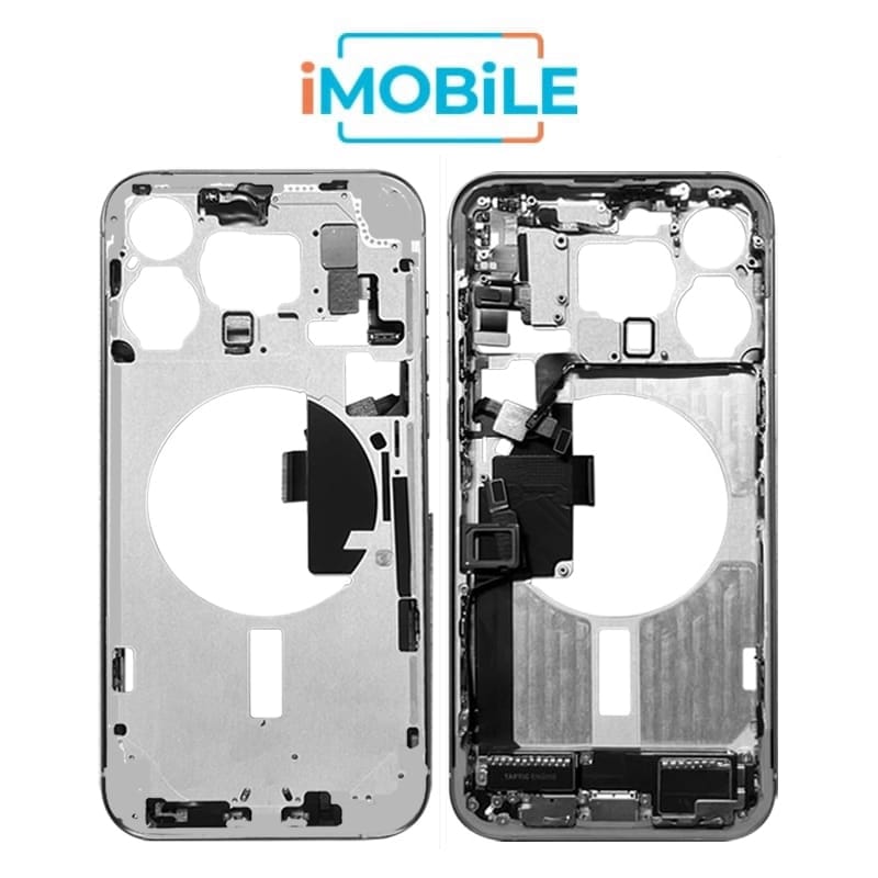 iPhone 15 Pro Max Compatible Back Housing with Small Parts [IMB] [White Titanium]