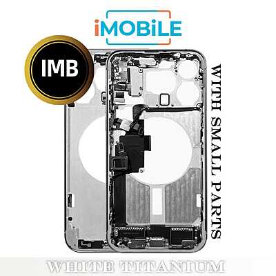 iPhone 15 Pro Max Compatible Back Housing with Small Parts [IMB] [White Titanium]