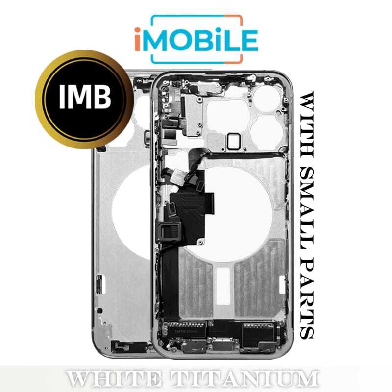 iPhone 15 Pro Max Compatible Back Housing with Small Parts [IMB] [White Titanium]