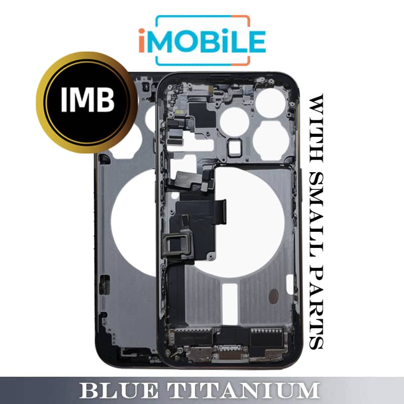 iPhone 15 Pro Compatible Back Housing with Small Parts [IMB] [Blue Titanium]
