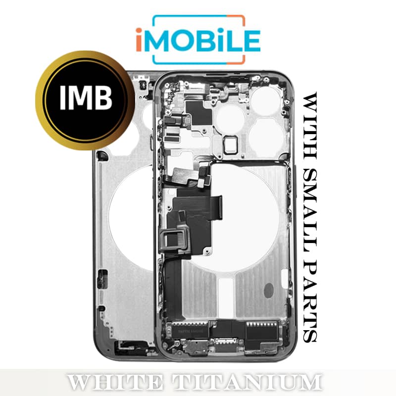 iPhone 15 Pro Compatible Back Housing with Small Parts [IMB] [White Titanium]