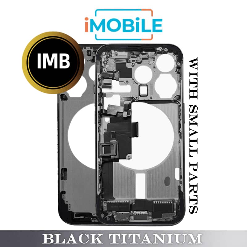 iPhone 15 Pro Compatible Back Housing with Small Parts [IMB] [Black Titanium]