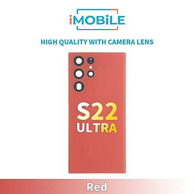 Samsung Galaxy S22 Ultra (S908) Back Glass [High Quality With Camera Lens] [Red]