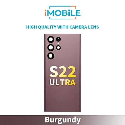 Samsung Galaxy S22 Ultra (S908) Back Glass [High Quality With Camera Lens] [Burgundy]