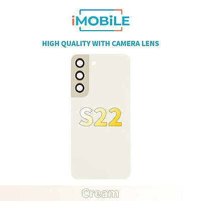 Samsung Galaxy S22 5G (S901) Back Glass [High Quality With Camera Lens] [Cream]
