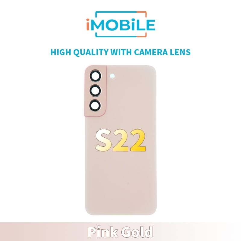 Samsung Galaxy S22 5G (S901) Back Glass [High Quality With Camera Lens] [Pink Gold]