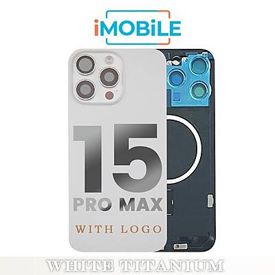 iPhone 15 Pro Max Compatible Back Cover Glass Assembly with MagSafe [White Titanium]