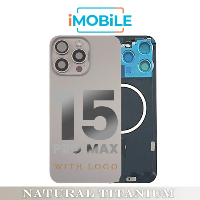 iPhone 15 Pro Max Compatible Back Cover Glass Assembly with MagSafe  and Wireless [Natural Titanium]