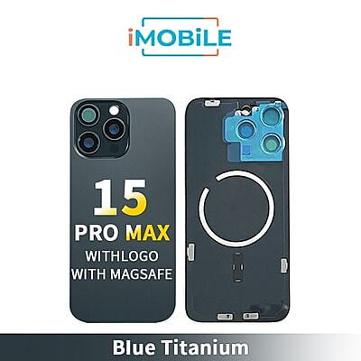 iPhone 15 Pro Max Compatible Back Cover Glass Assembly With MagSafe [Blue Titanium]