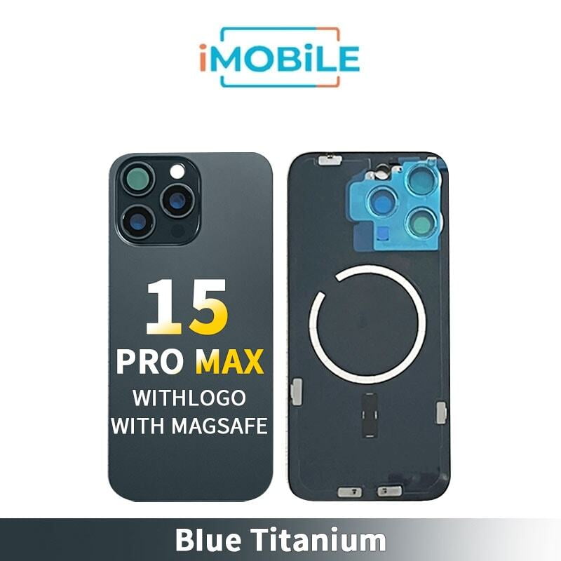 iPhone 15 Pro Max Compatible Back Cover Glass Assembly With MagSafe [Blue Titanium]