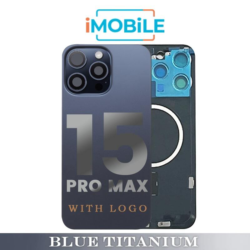iPhone 15 Pro Max Compatible Back Cover Glass Assembly with MagSafe [Blue Titanium]