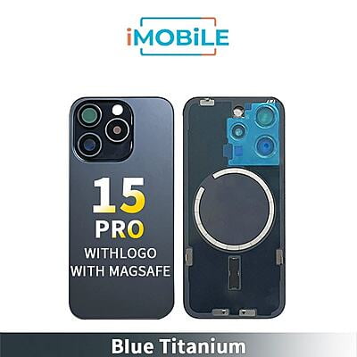 iPhone 15 Pro Compatible Back Cover Glass Assembly With MagSafe [Blue Titanium]