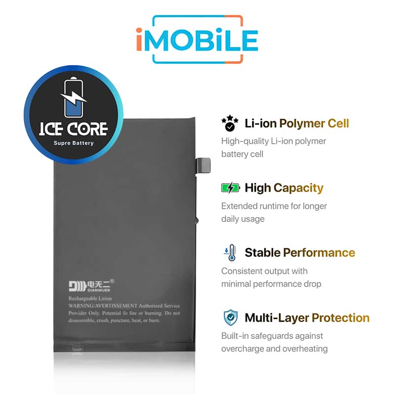 iPhone 16 Plus Compatible IceCore Pro Battery [Enhanced Capacity Performance]