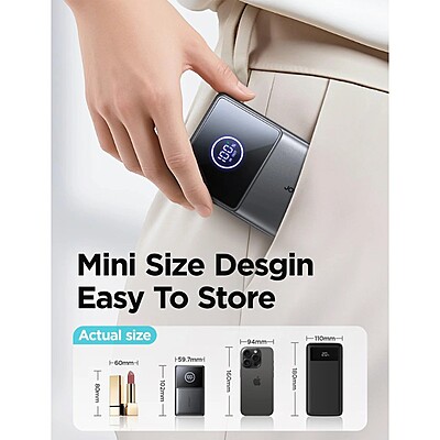 JoyRoom JR-PR1 22.5 with Built-in Retractable Cable Power Bank [1 Port + USB-C Cable]