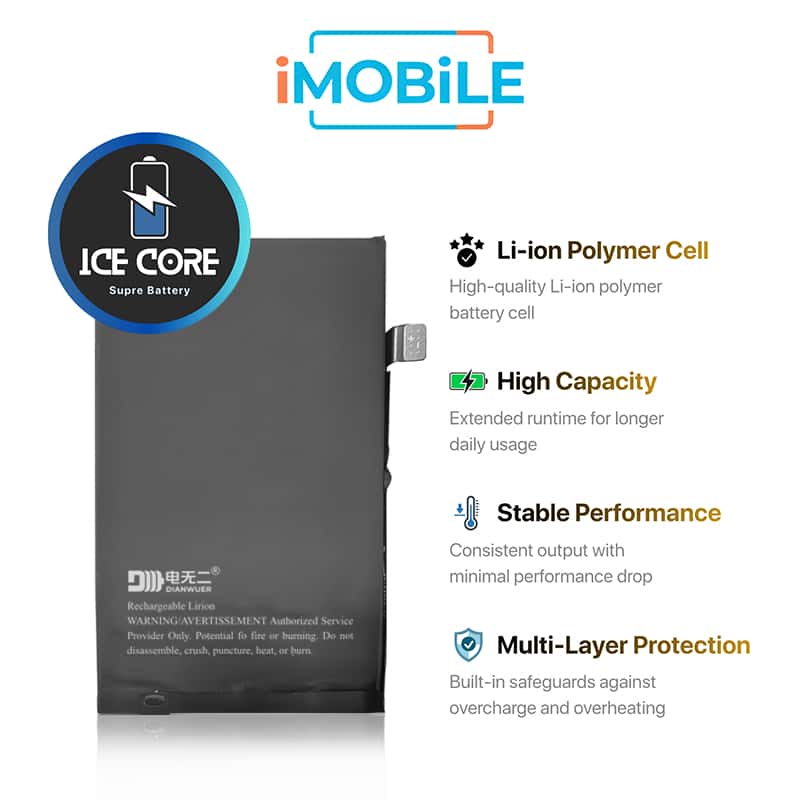 iPhone 16 Compatible IceCore Pro Battery [Enhanced Capacity Performance]