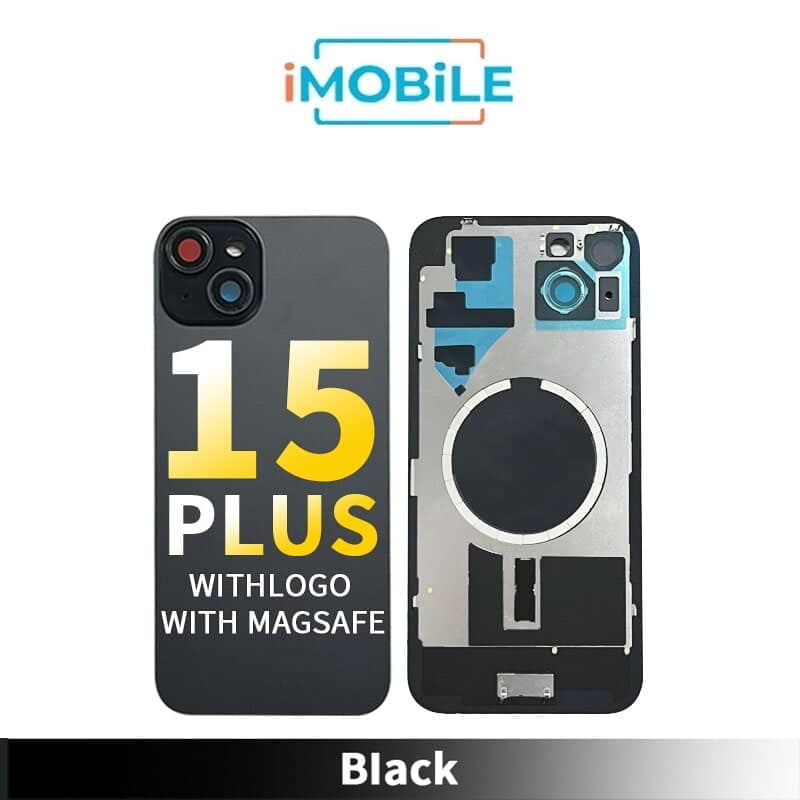 Back Cover Glass Assembly With MagSafe Compatible for iPhone 15 Plus [Black]