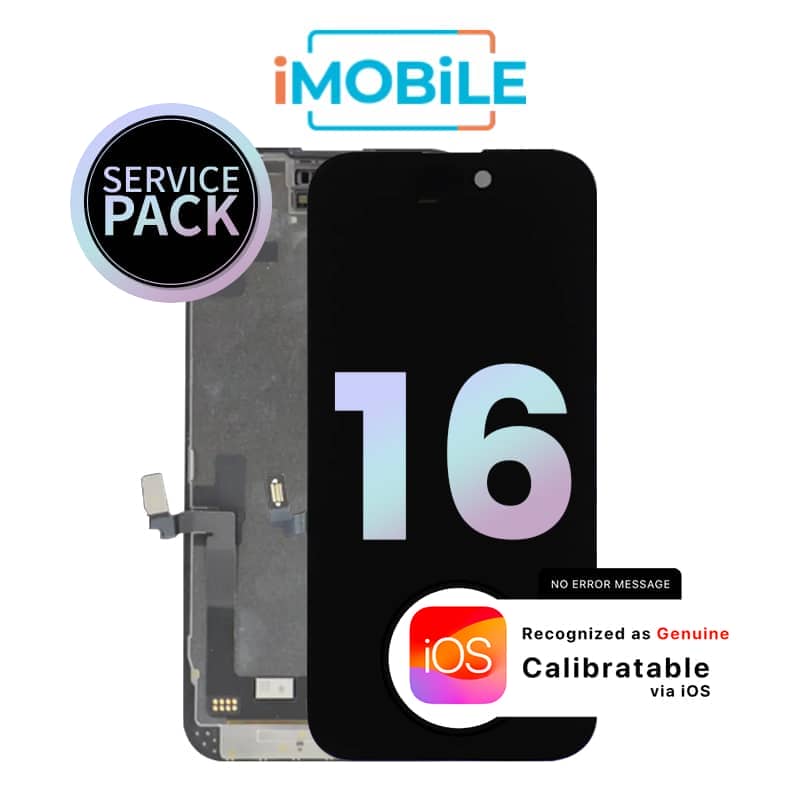 iPhone 16 (6.1 Inch) Compatible LCD (Soft OLED) Touch Digitizer Screen [Service Pack]