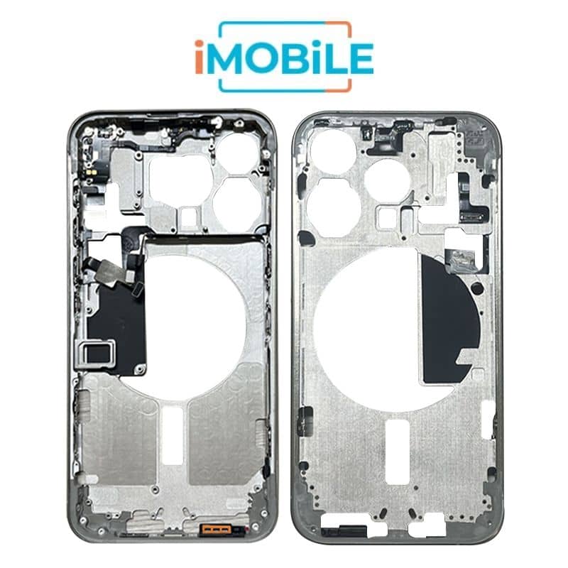 iPhone 15 Pro Compatible Back Housing [with Power and Volume Flex] [A+] [Natural Titanium]
