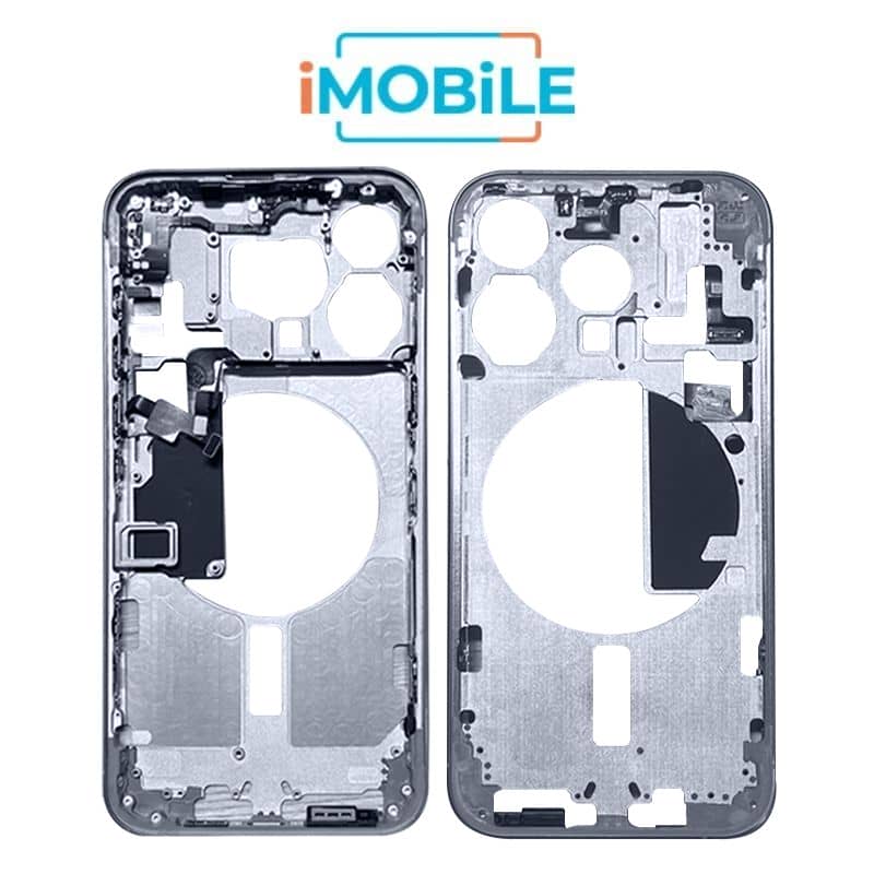 iPhone 15 Pro Compatible Back Housing [with Power and Volume Flex] [A+] [Blue Titanium]