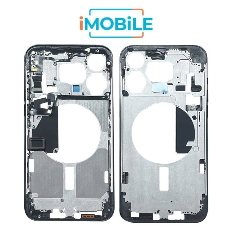 iPhone 15 Pro Max Compatible Back Housing [with Power and Volume Flex] [A+] [Black Titanium]